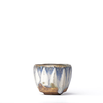 Nobuhito Nakaoka Colored Ash Glaze Guinomi Sake Cup with Gold