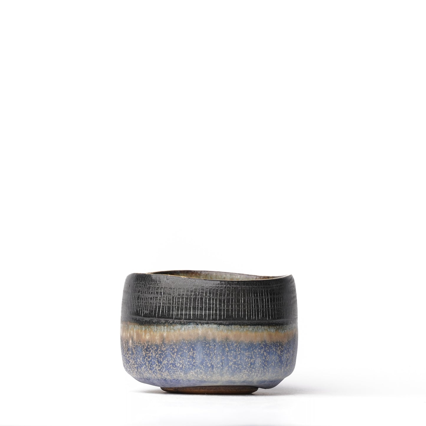 Nobuhito Nakaoka Colored Ash Glaze Guinomi Sake Cup with Gold