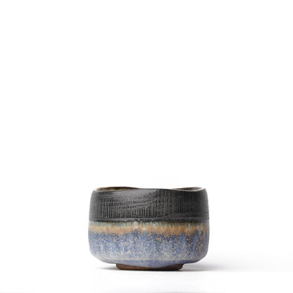 Nobuhito Nakaoka Colored Ash Glaze Guinomi Sake Cup with Gold