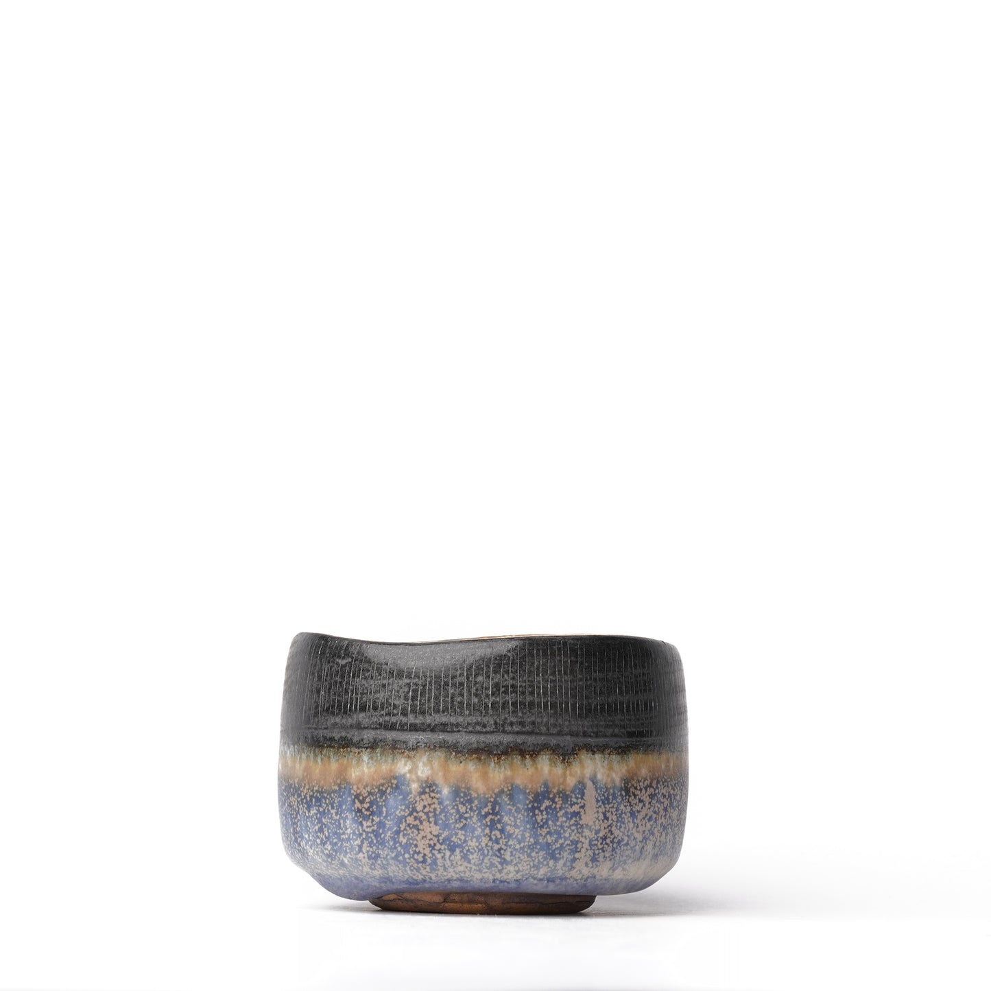 Nobuhito Nakaoka Colored Ash Glaze Guinomi Sake Cup with Gold