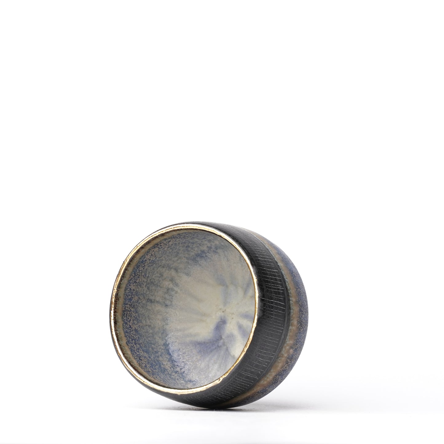 Nobuhito Nakaoka Colored Ash Glaze Guinomi Sake Cup with Gold