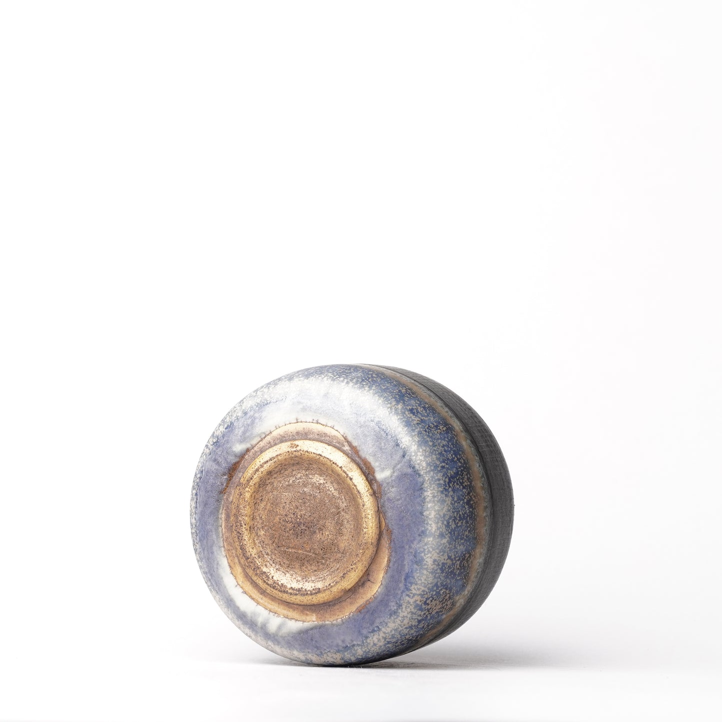 Nobuhito Nakaoka Colored Ash Glaze Guinomi Sake Cup with Gold