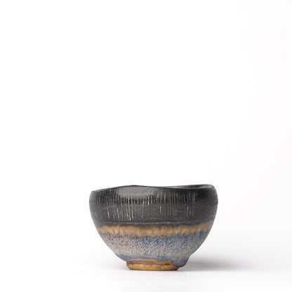 Nobuhito Nakaoka Colored Ash Glaze Guinomi Sake Cup with Gold