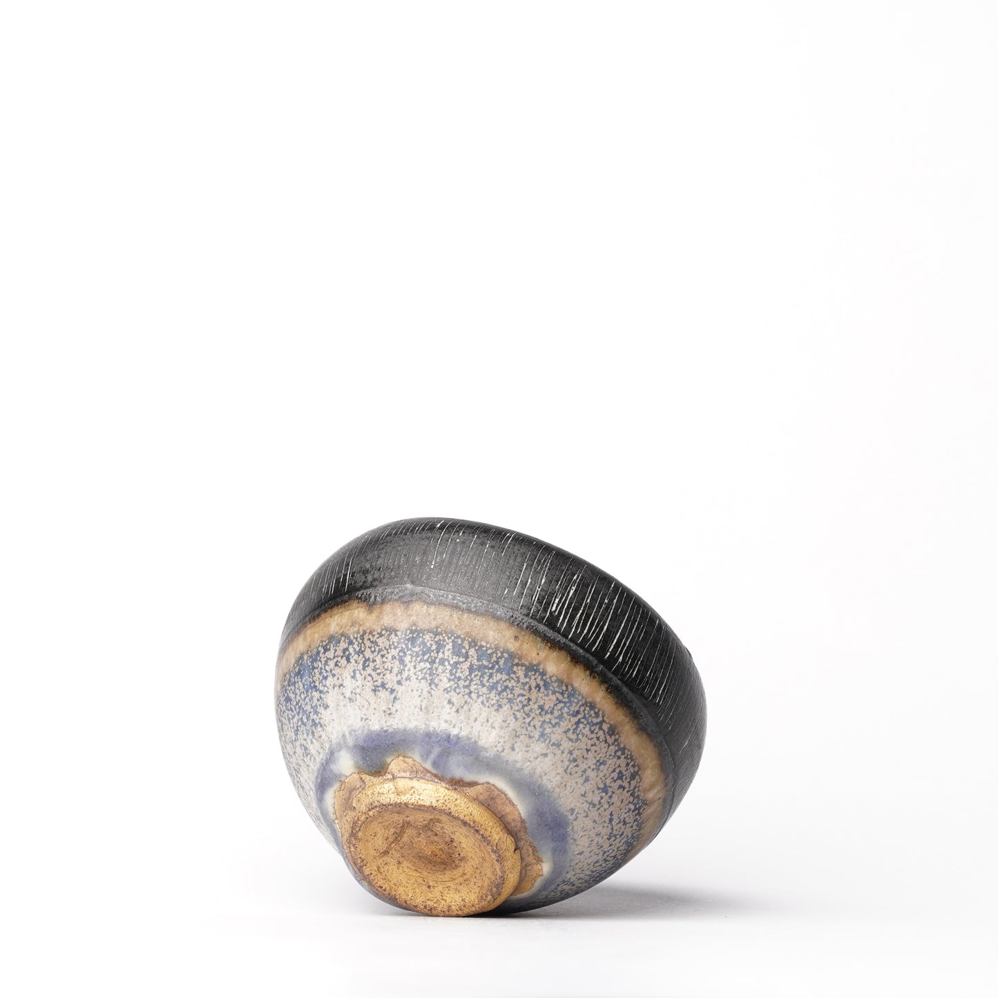 Nobuhito Nakaoka Colored Ash Glaze Guinomi Sake Cup with Gold