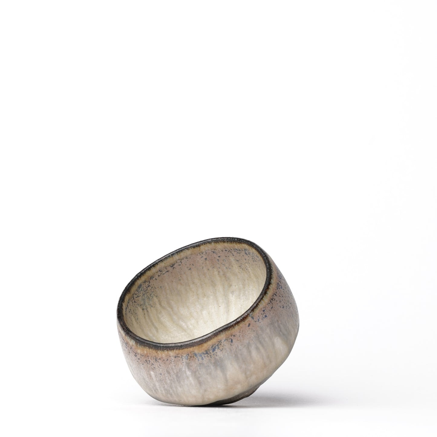 Nobuhito Nakaoka Colored Ash Glaze Guinomi Sake Cup with Silver