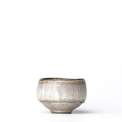 Nobuhito Nakaoka Colored Ash Glaze Guinomi Sake Cup with Silver