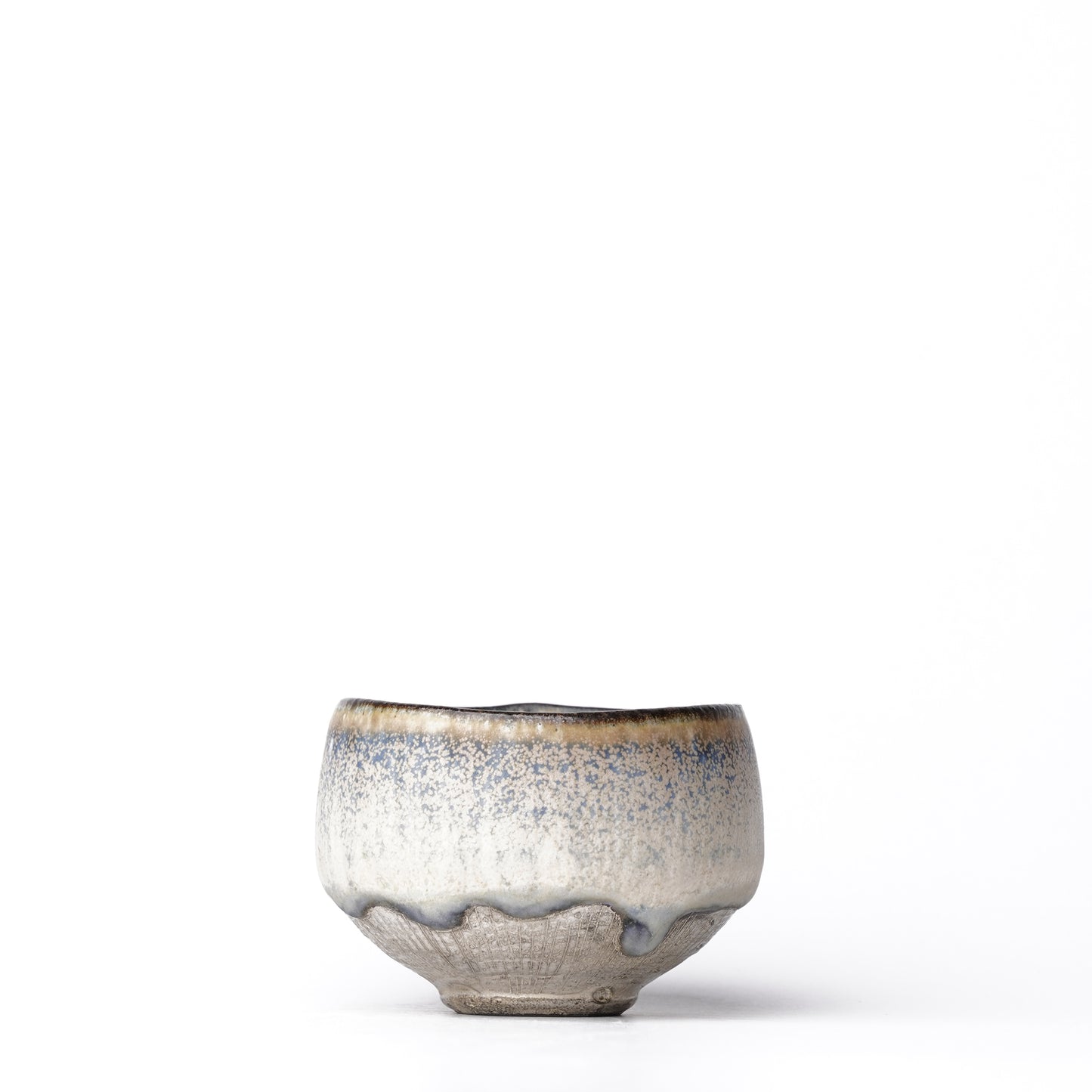 Nobuhito Nakaoka Colored Ash Glaze Guinomi Sake Cup with Silver