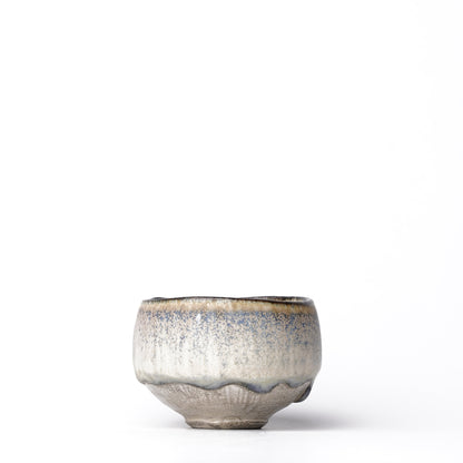 Nobuhito Nakaoka Colored Ash Glaze Guinomi Sake Cup with Silver