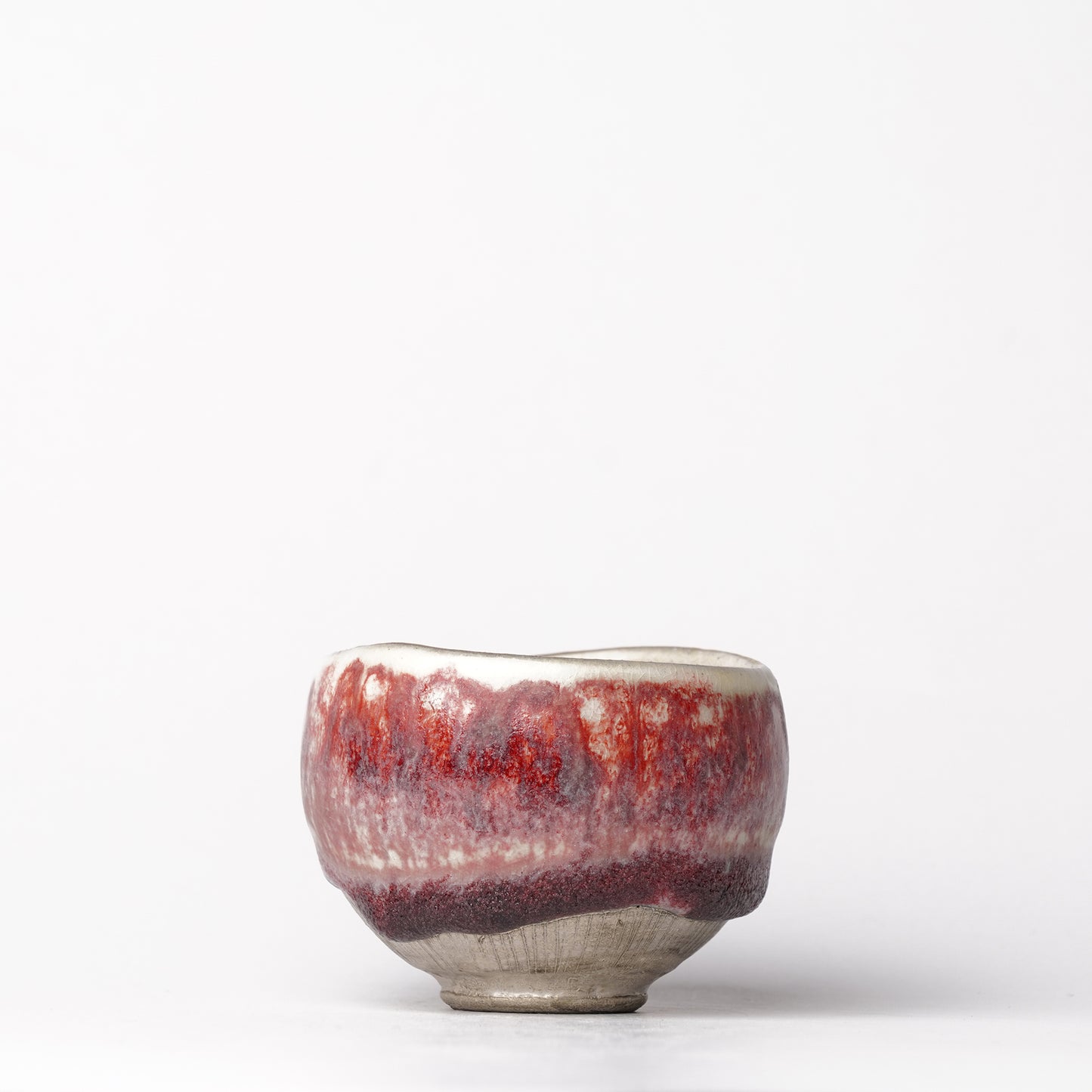 Nobuhito Nakaoka Colored Ash Glaze Guinomi Sake Cup with Silver Gold