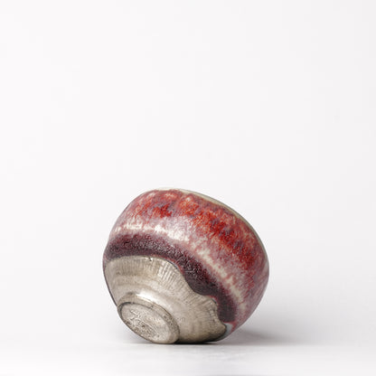 Nobuhito Nakaoka Colored Ash Glaze Guinomi Sake Cup with Silver Gold