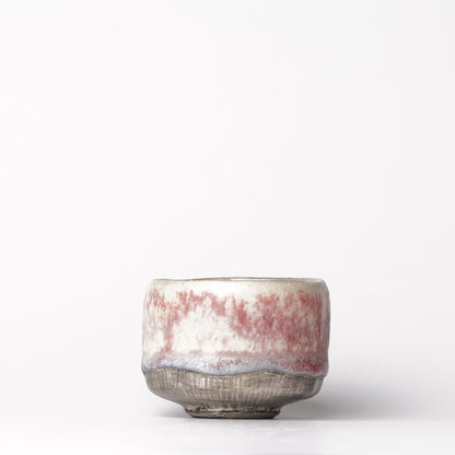 Nobuhito Nakaoka Colored Ash Glaze Guinomi Sake Cup with Silver Gold