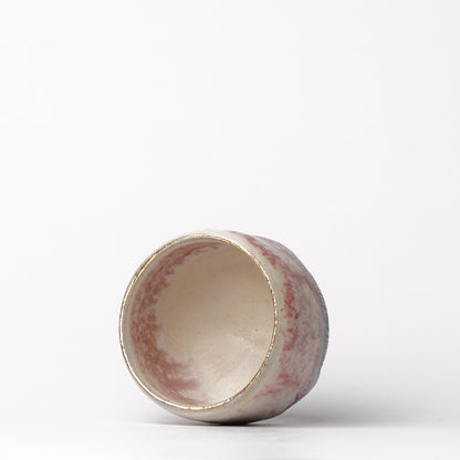 Nobuhito Nakaoka Colored Ash Glaze Guinomi Sake Cup with Silver Gold