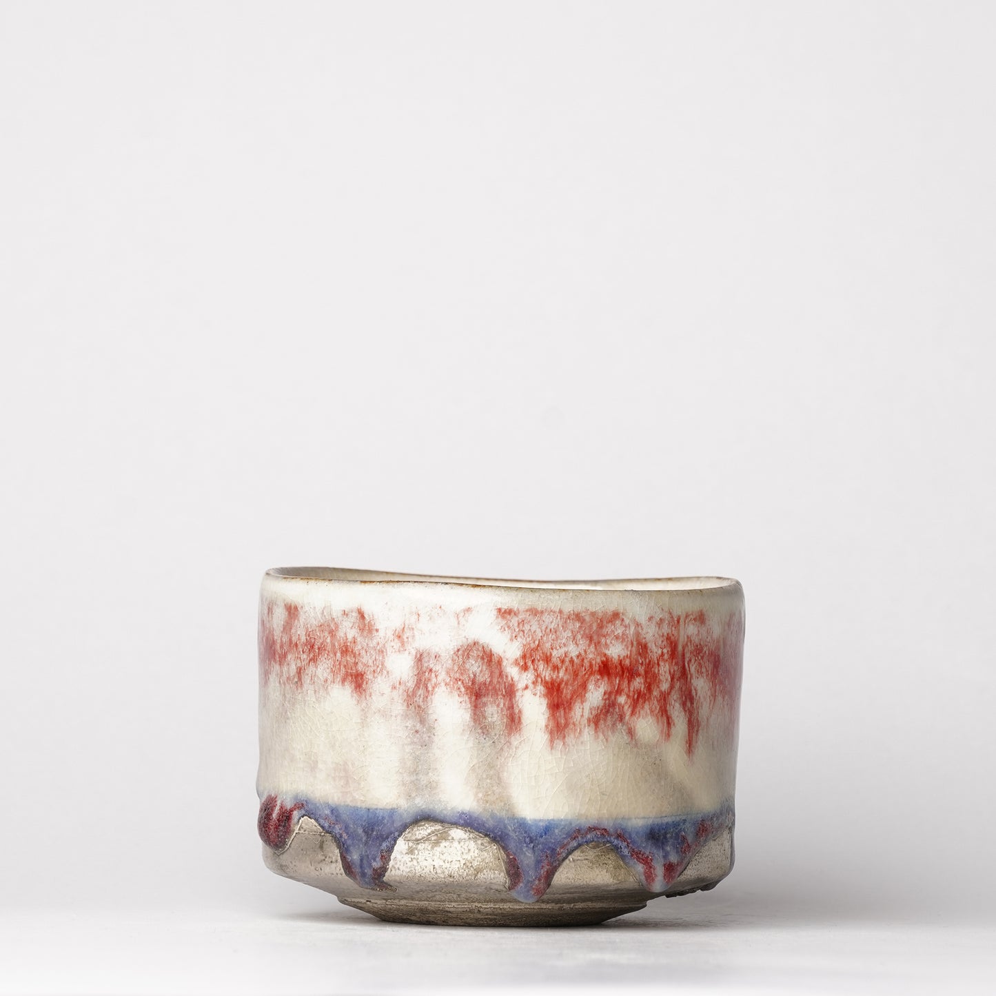 Nobuhito Nakaoka Colored Ash Glaze Cup Matcha bowl with Silver Gold