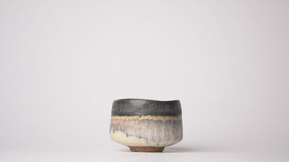 Nobuhito Nakaoka Colored Ash Glaze Guinomi Sake Cup with Gold