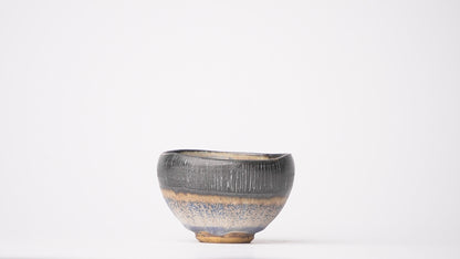 Nobuhito Nakaoka Colored Ash Glaze Guinomi Sake Cup with Gold