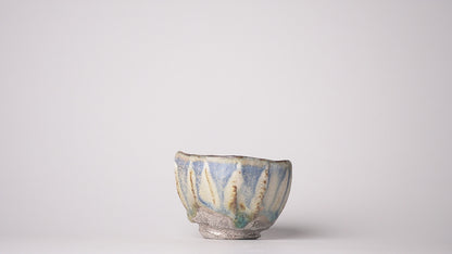 Nobuhito Nakaoka Colored Ash Glaze Guinomi Sake Cup with Silver Gold