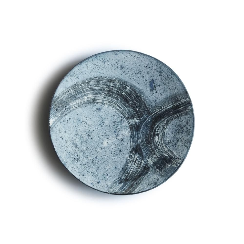 Nobuko Konno  Round Plate Brushed Blue S